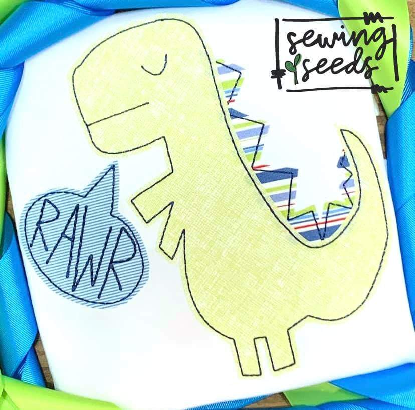 Dinosaur RAWR Applique SS - Sewing Seeds