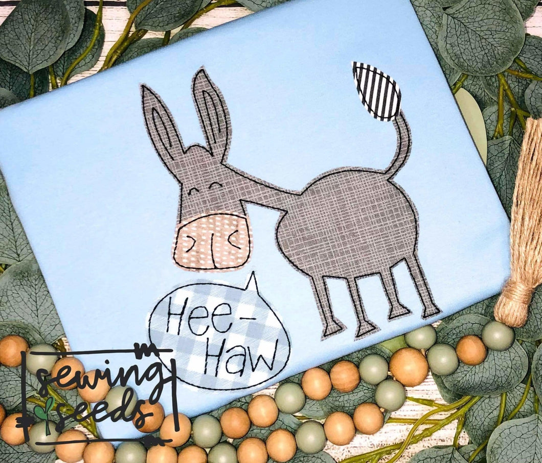 Donkey Hee Haw Applique SS - Sewing Seeds