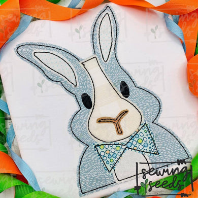 Easter Boy Bunny with Bow Tie Applique SS - Sewing Seeds