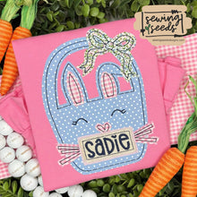 Load image into Gallery viewer, Easter Bunny Basket GIRL with Name Tag SS - Sewing Seeds