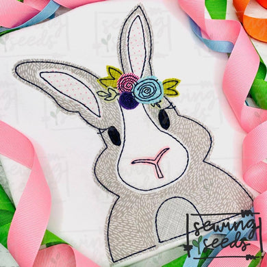 Easter Bunny Floral Applique SS - Sewing Seeds
