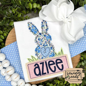 Easter Bunny Heart Tail with Name Tag SS - Sewing Seeds