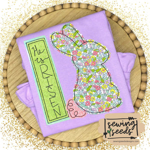 Easter Bunny with Name Tag Applique SS - Sewing Seeds