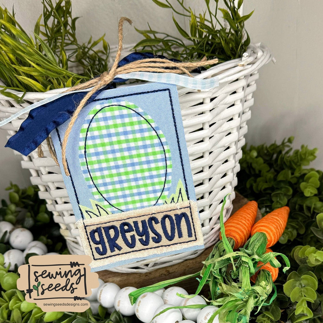 Easter Egg BOY Basket Name Tag SS - Sewing Seeds