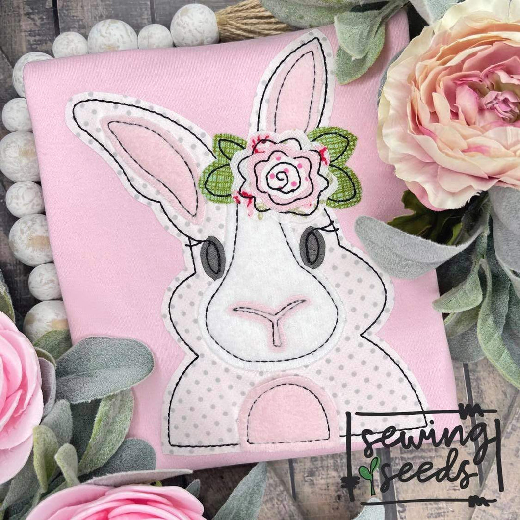 Easter Floral Bunny Applique SS - Sewing Seeds