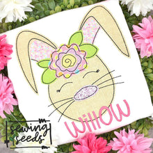 Load image into Gallery viewer, Easter Floral Bunny Girl Applique SS - Sewing Seeds