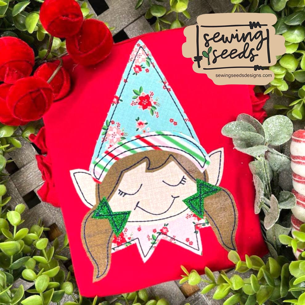 Elf Girl Christmas Applique SS - Sewing Seeds