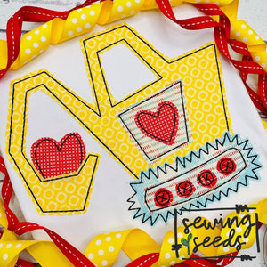 Excavator with Hearts Applique SS - Sewing Seeds