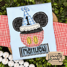 Load image into Gallery viewer, EXCLUSIVE Mickey Birthday Party Hat Applique SS - Sewing Seeds