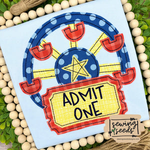 Fair Ferris Wheel with Ticket Name Tag Applique SS - Sewing Seeds