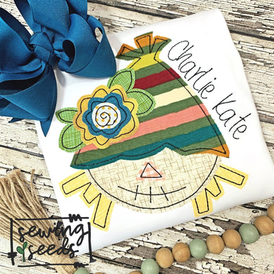 Fall Floral Scarecrow Applique SS - Sewing Seeds