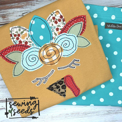 Fall Floral Turkey Applique SS - Sewing Seeds