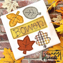 Load image into Gallery viewer, Fall Leaves with Name Tag Applique SS - Sewing Seeds