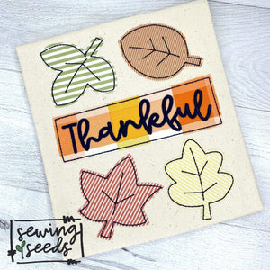 Fall Leaves with Name Tag Applique SS - Sewing Seeds