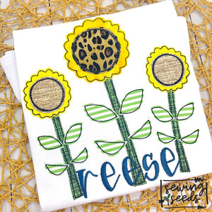 Fall Sunflower Trio Applique SS - Sewing Seeds