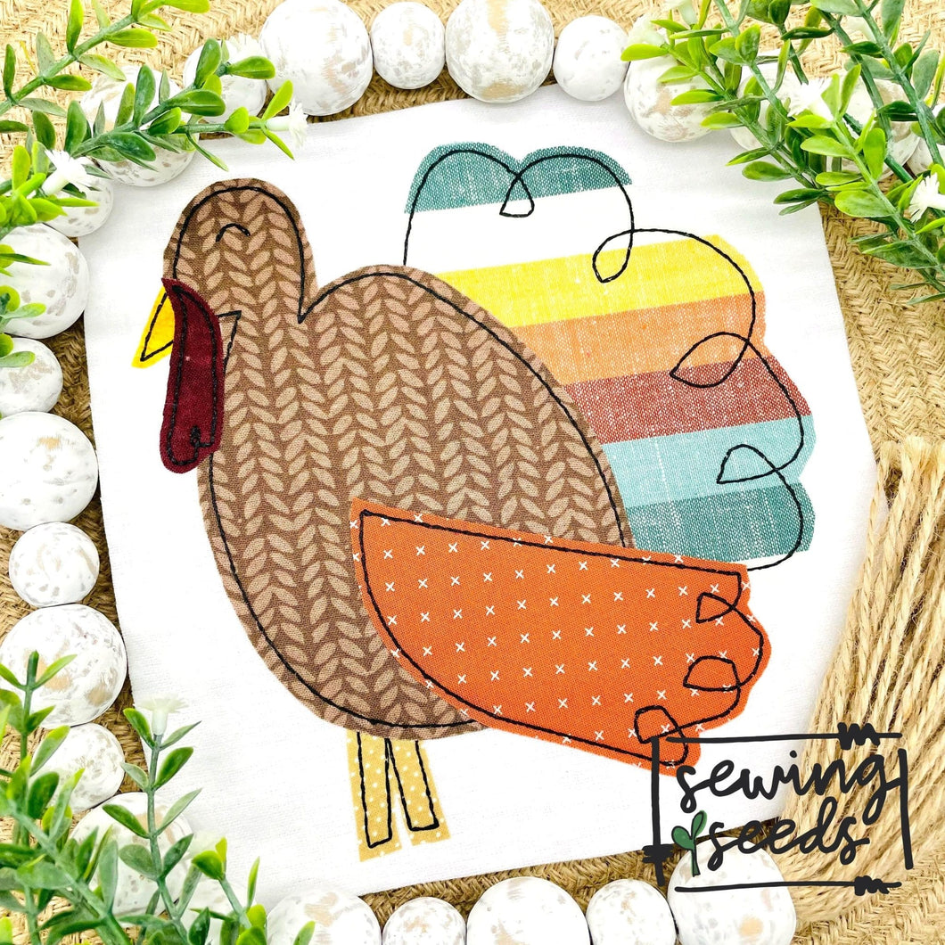 Fall Thanksgiving Turkey BOY Applique SS - Sewing Seeds