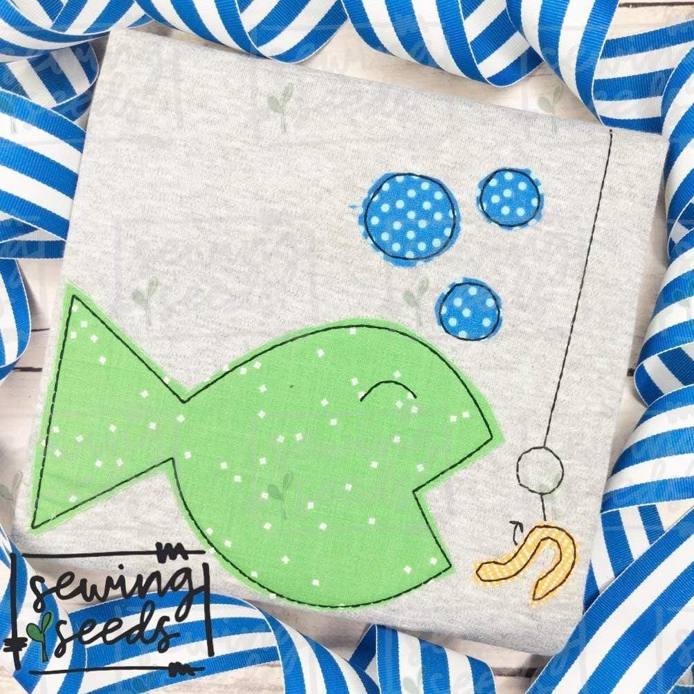 Fish with Bait Applique SS - Sewing Seeds