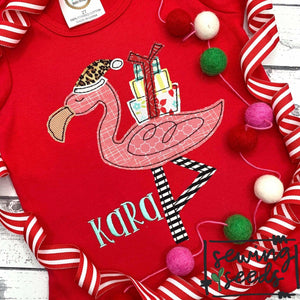 Flamingo with Gifts Applique SS - Sewing Seeds