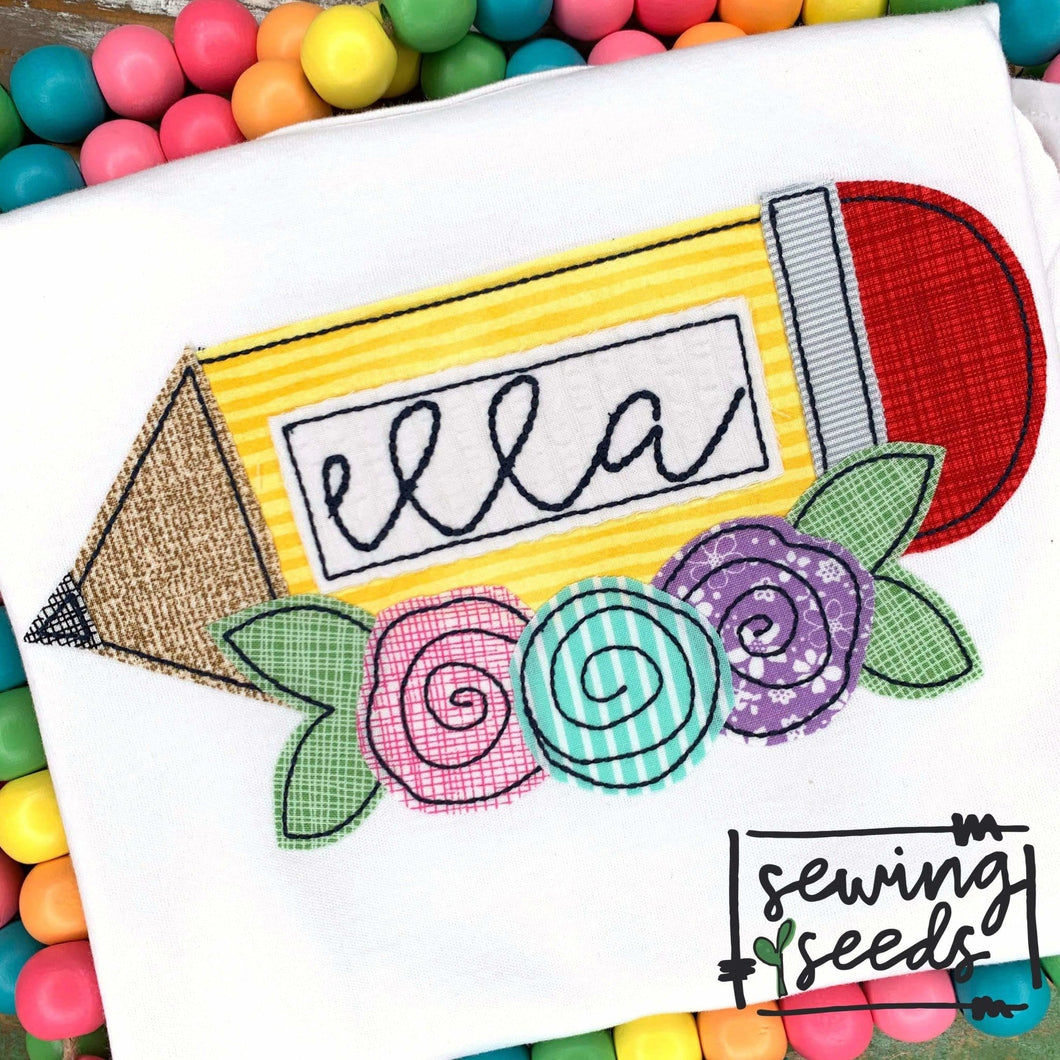 Floral Pencil Applique SS - Sewing Seeds