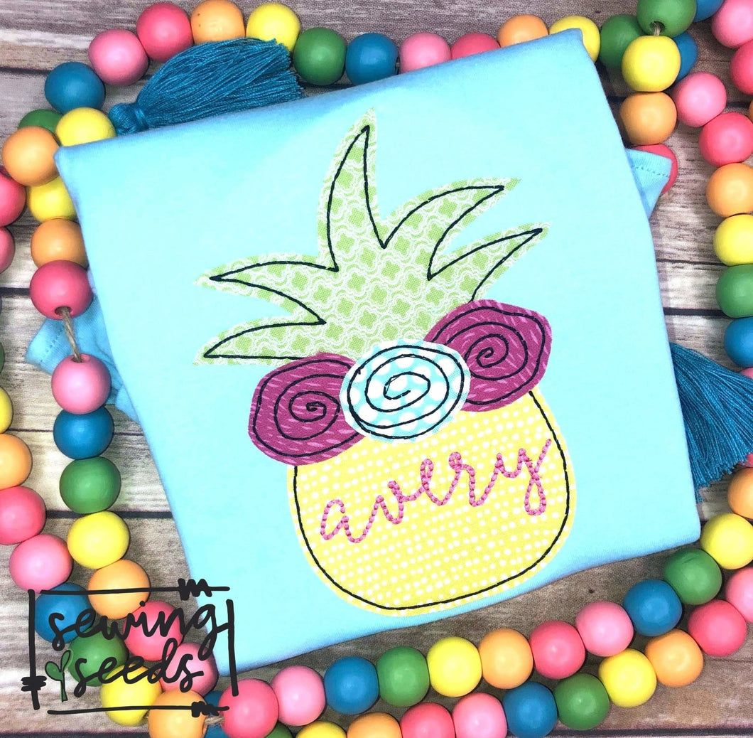 Floral Pineapple Applique SS - Sewing Seeds