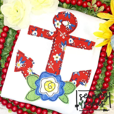 Floral Summer Anchor Applique SS - Sewing Seeds