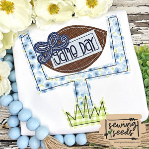 Football Goal Post with BOW Applique SS - Sewing Seeds