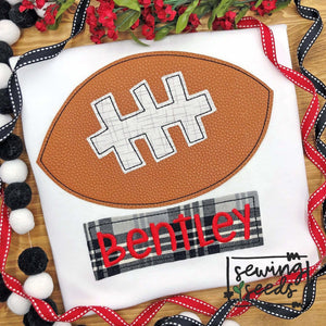 Football with Name Tag Applique SS - Sewing Seeds