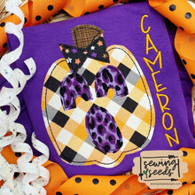 Load image into Gallery viewer, Funky GIRL Pumpkin Jack o Lantern Applique SS - Sewing Seeds