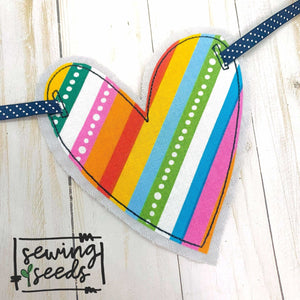 Funky Heart Banner Applique SS - Sewing Seeds
