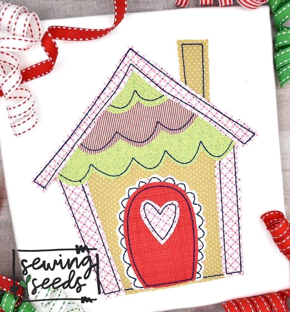 Gingerbread House Christmas Applique SS - Sewing Seeds