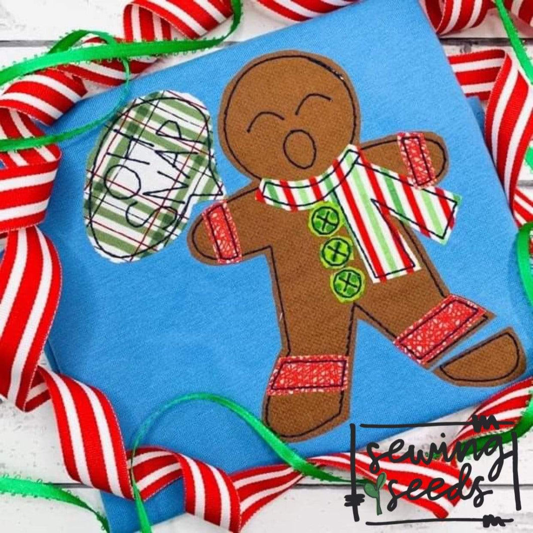 Gingerbread Man Oh Snap! Applique SS - Sewing Seeds