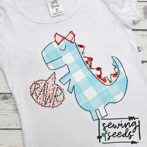 Girl Dino RAWR Applique SS - Sewing Seeds