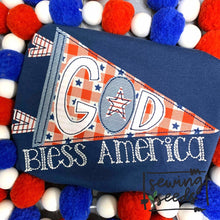 Load image into Gallery viewer, God Bless America Banner Applique SS - Sewing Seeds