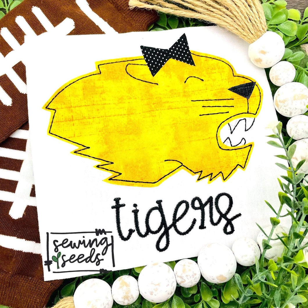 Gold Tiger GIRL Applique SS - Sewing Seeds