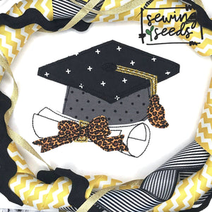 Graduation Hat and Diploma with BOW SS - Sewing Seeds
