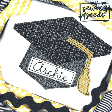 Graduation Hat with Name Tag SS - Sewing Seeds