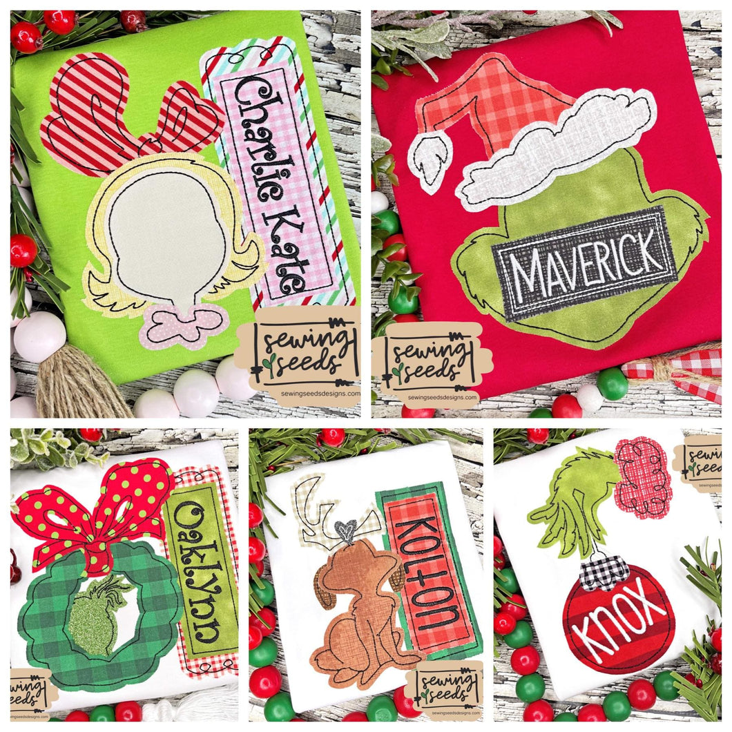 GRINCH Inspired Applique Exclusive Bundle - Sewing Seeds