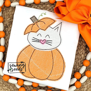 Halloween Cat Pumpkin Applique SS - Sewing Seeds