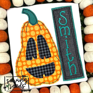 Halloween Tall Skinny Jack o Lantern BOY Applique SS - Sewing Seeds