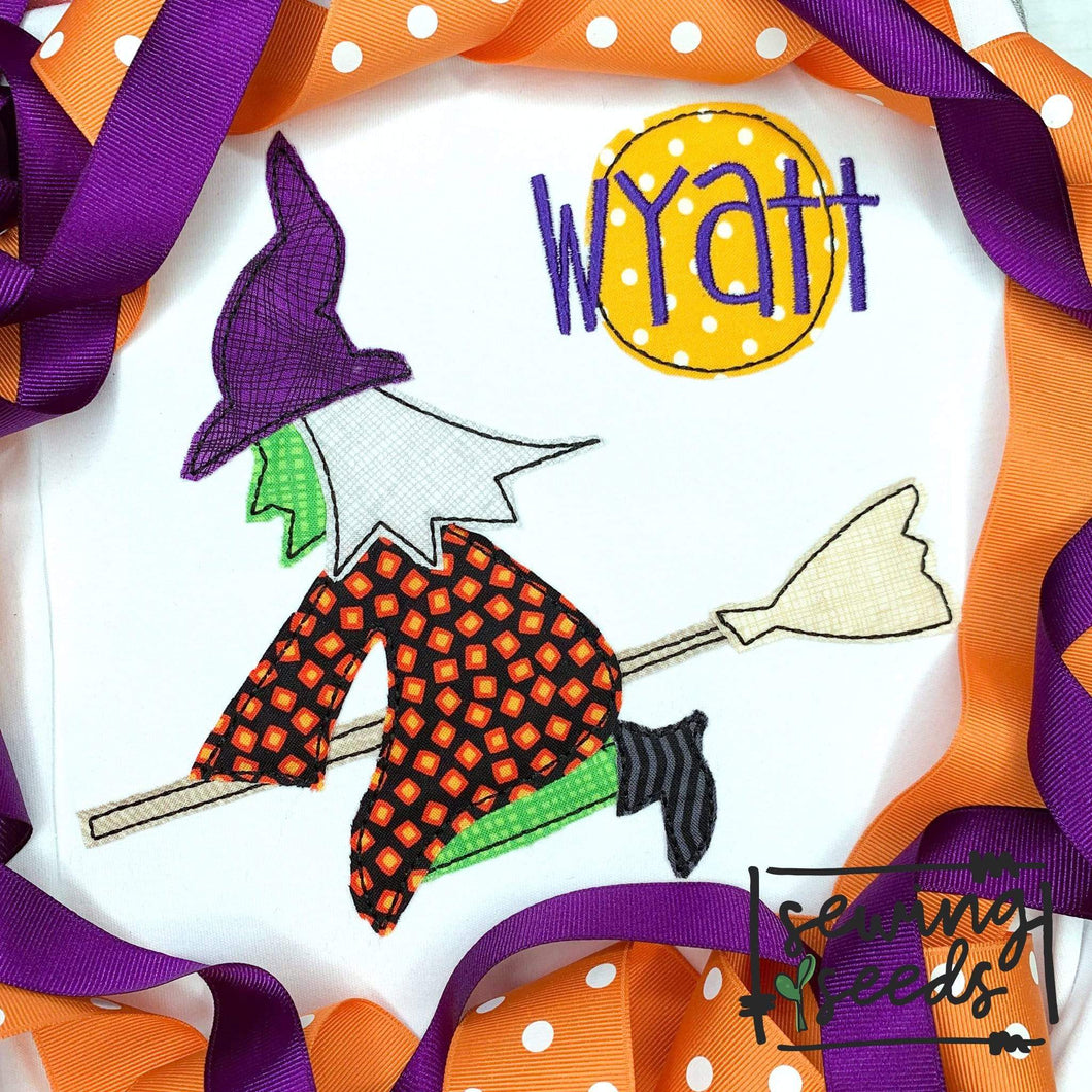 Halloween Witch Applique SS - Sewing Seeds