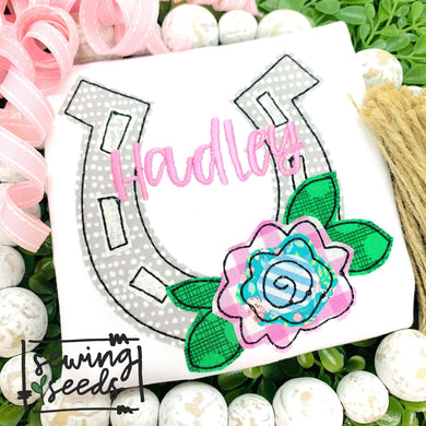 Horseshoe Floral Applique SS - Sewing Seeds