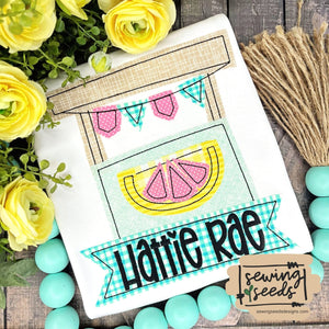 Lemonade Stand with Name Banner Applique SS - Sewing Seeds