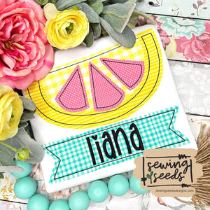 Lemon Slice with Name Banner Applique SS