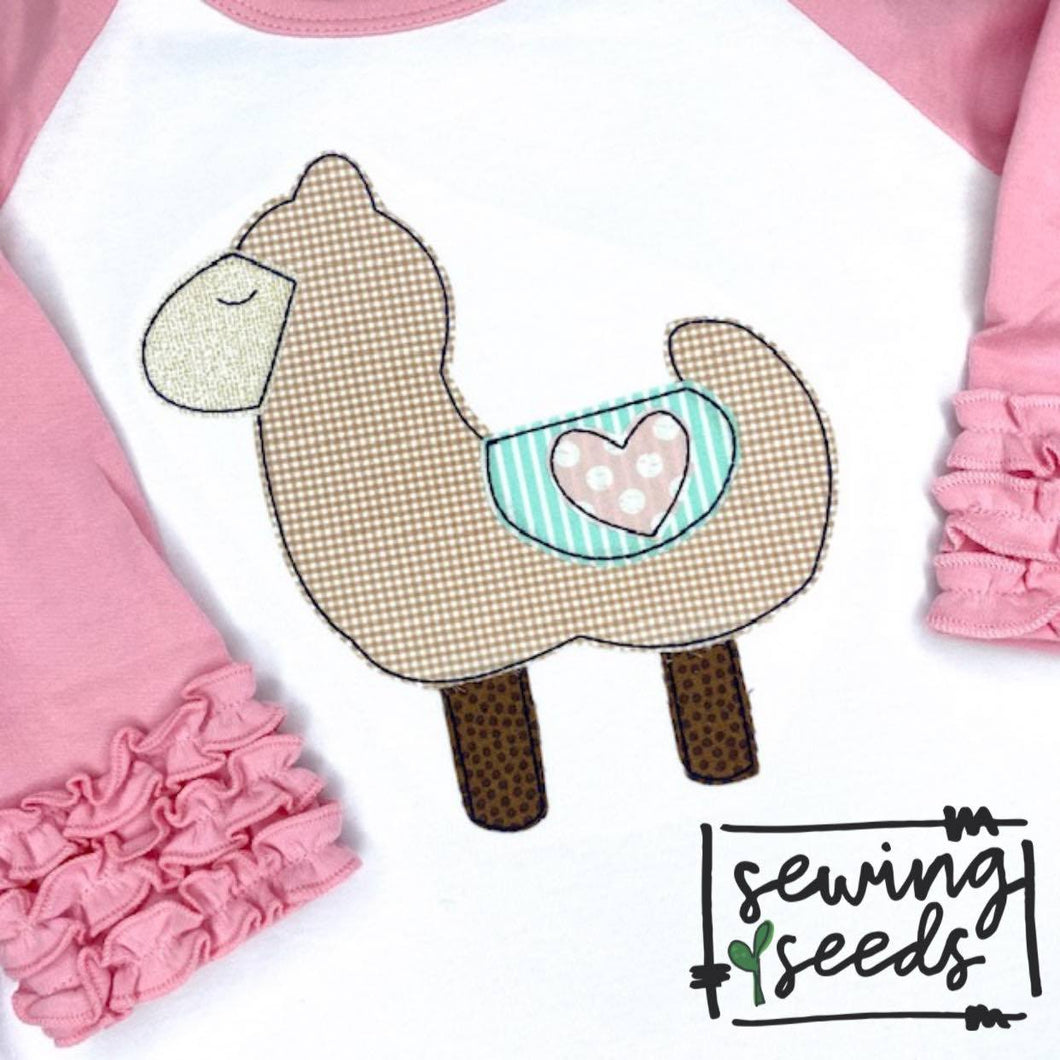 Llama with Heart Applique SS - Sewing Seeds