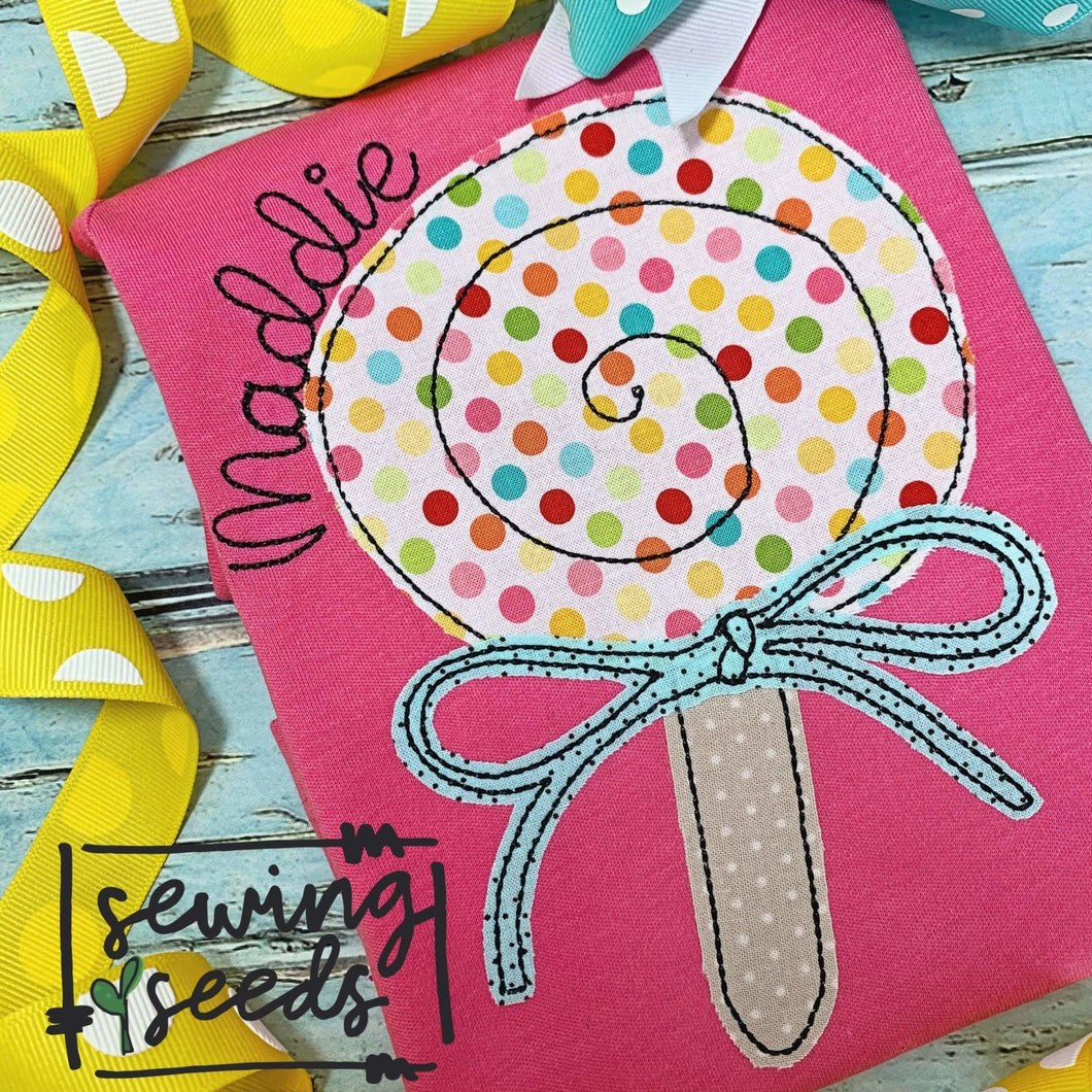 Lollipop Candy Applique SS - Sewing Seeds