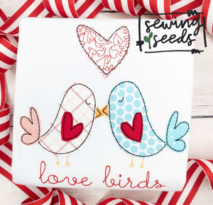 Love Birds Valentine Applique SS - Sewing Seeds