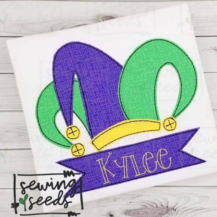 Mardi Gra Jester Hat Applique SS - Sewing Seeds