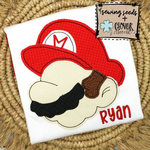 Mario Bro RED Applique - Sewing Seeds