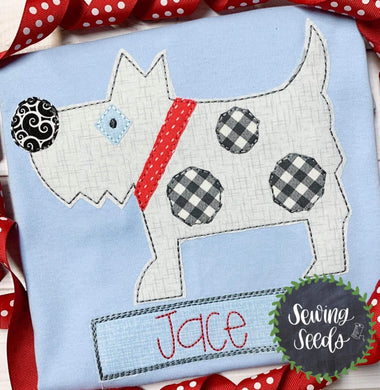 Max Dog with Name Tag Applique SS - Sewing Seeds