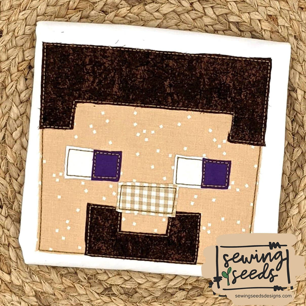 Minecraft Steve Applique SS - Sewing Seeds